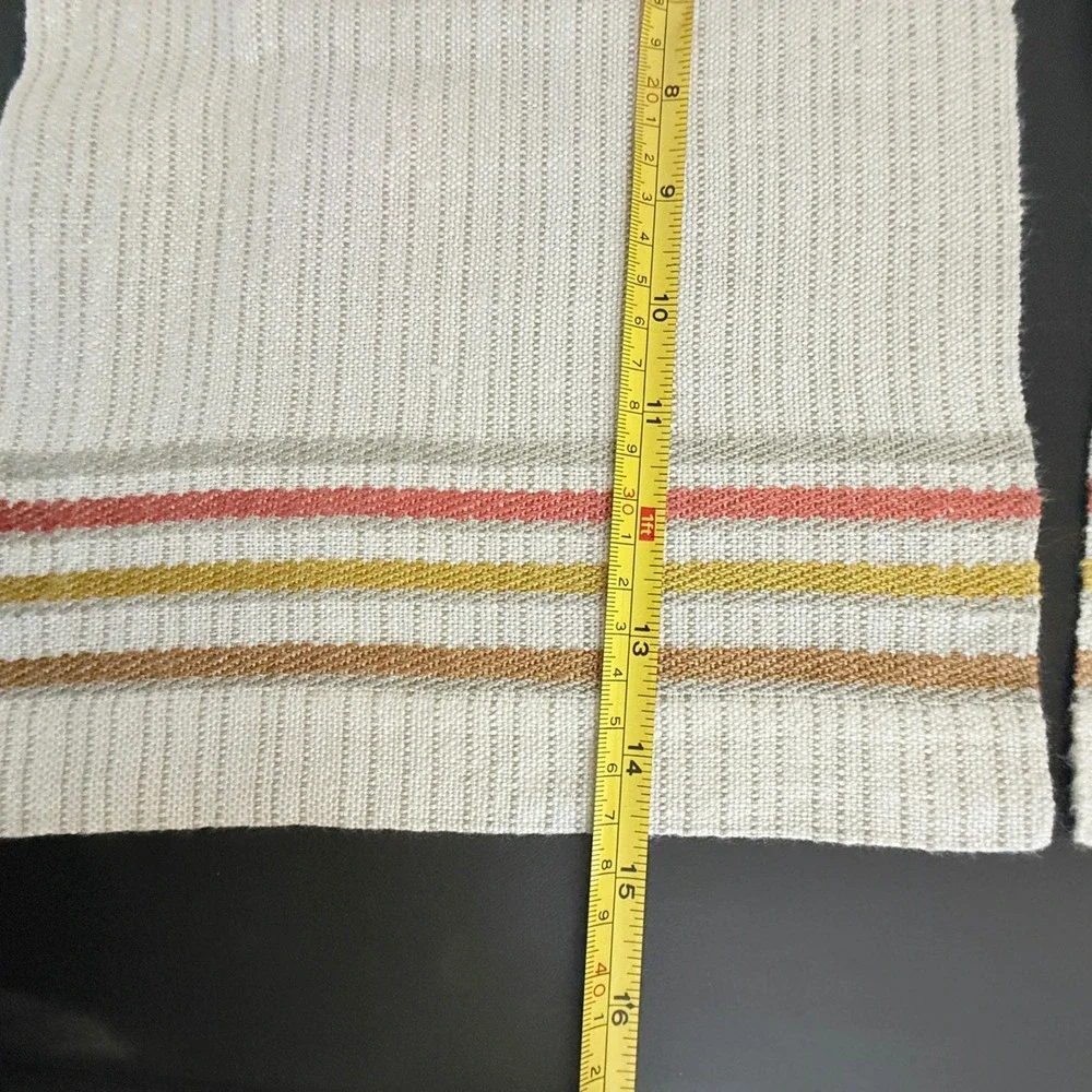 Vintage Handwoven Cotton Napkins and Placemats Set of 5 Multi Stripe Cream